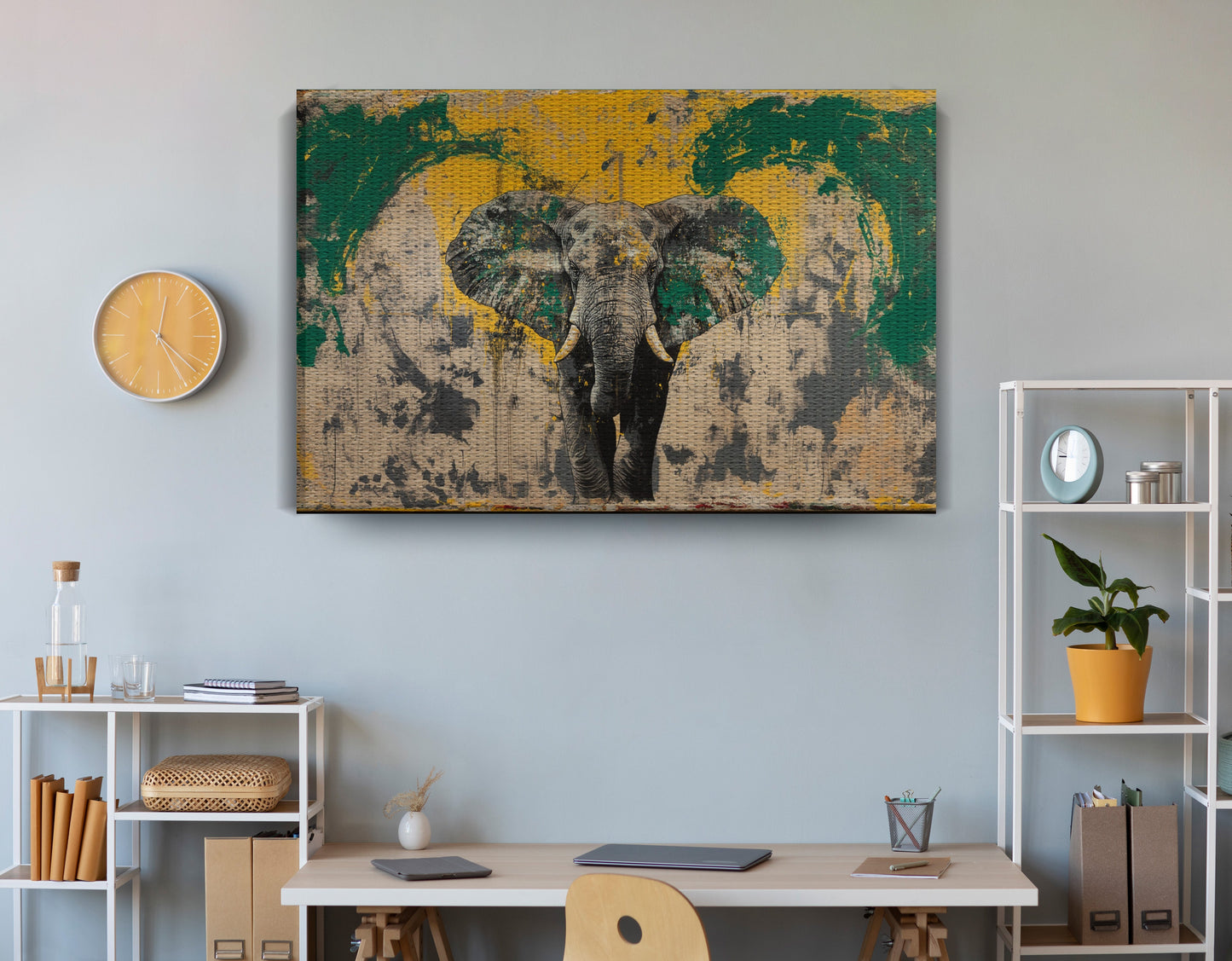 Abstract Elephant Green African American abstract art view 18