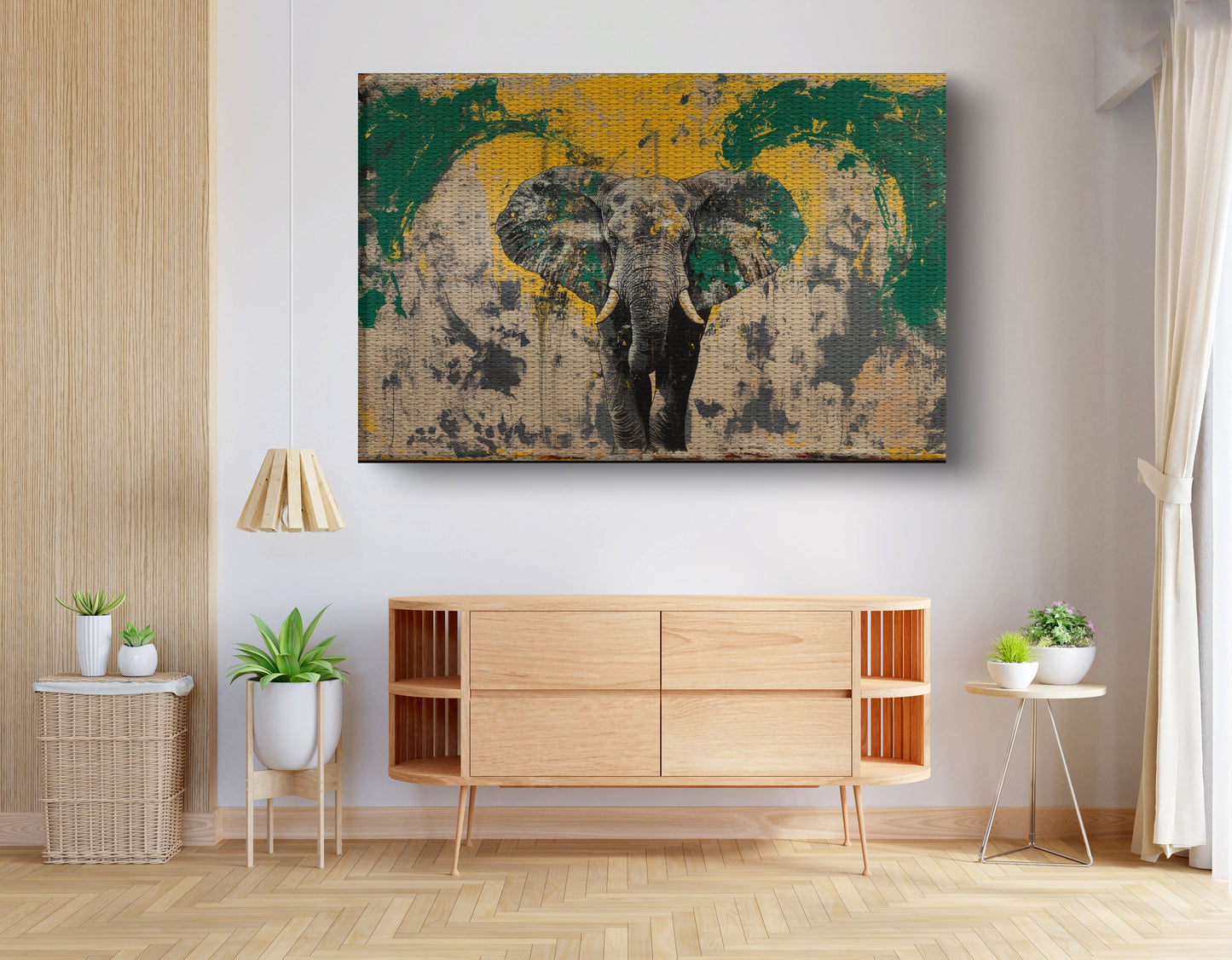 Abstract Elephant Green African American abstract art view 14