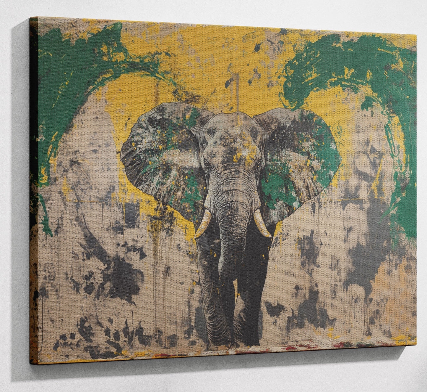 Abstract Elephant Green African American abstract art view 13