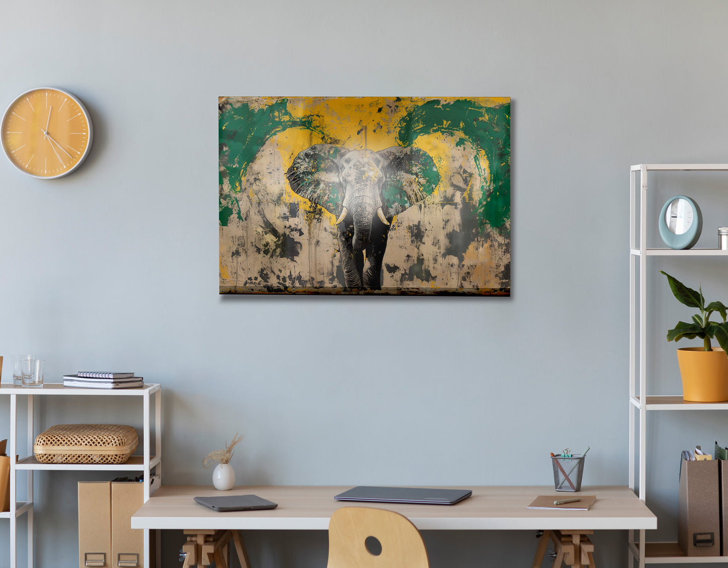 Abstract Elephant Green African American abstract art view 24