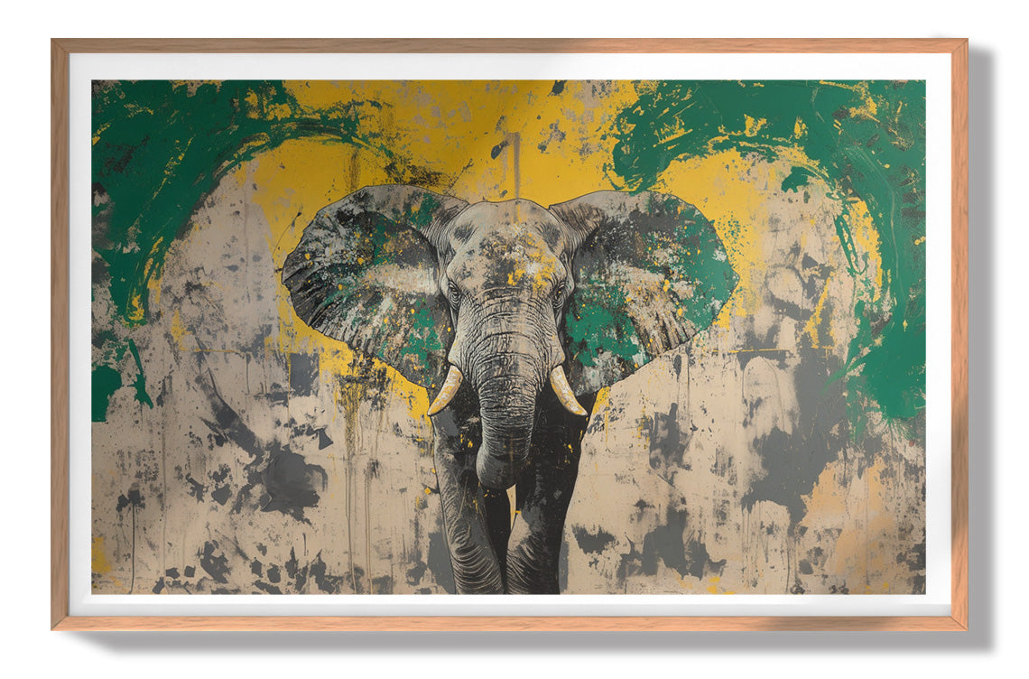 Abstract Elephant Green African American abstract art view 79