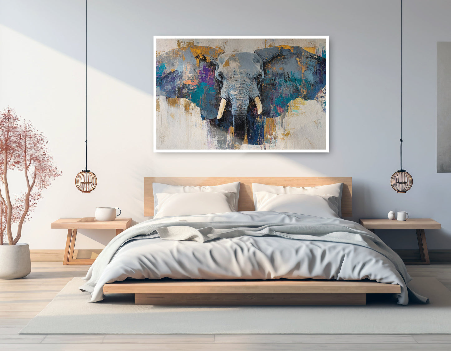 Abstract Elephant Blue African American abstract art artwork view