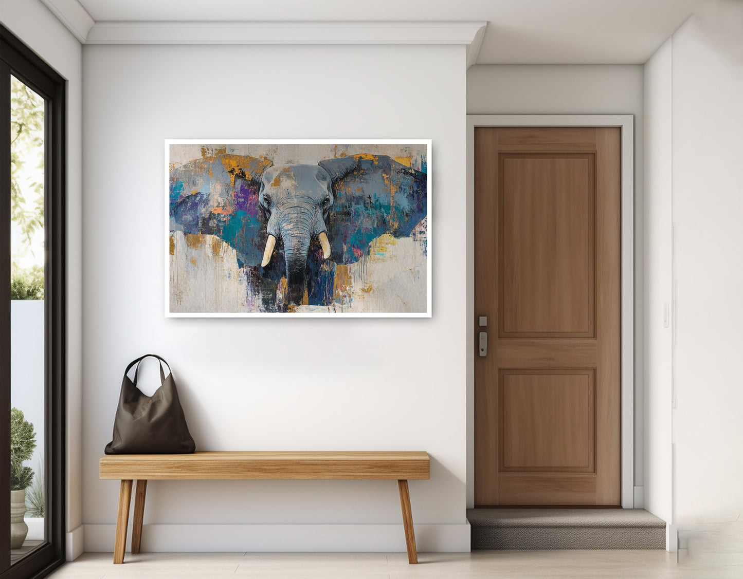 Abstract Elephant Blue African American abstract art home decor view