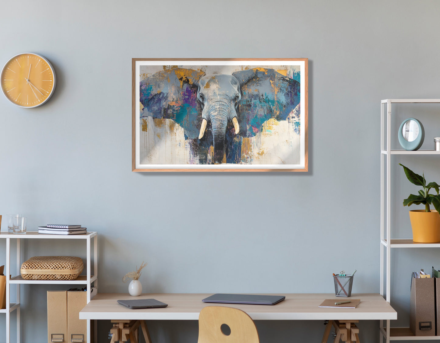 Abstract Elephant Blue African American abstract art view 84