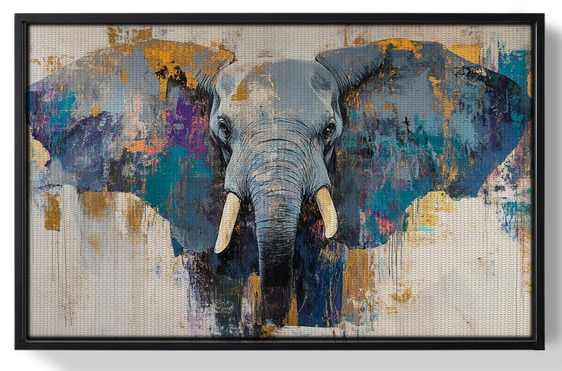Framed Abstract Elephant Blue African American abstract art for home decor