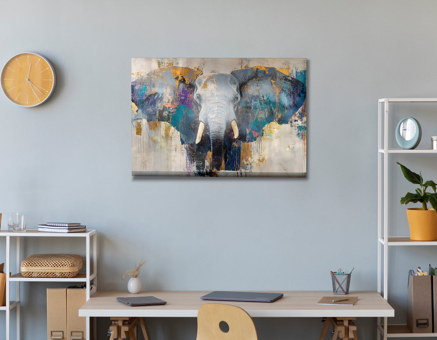 Abstract Elephant Blue African American abstract art view 24