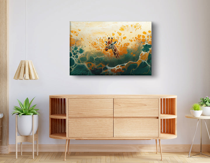 Abstract Giraffe Gold African American Wall Art