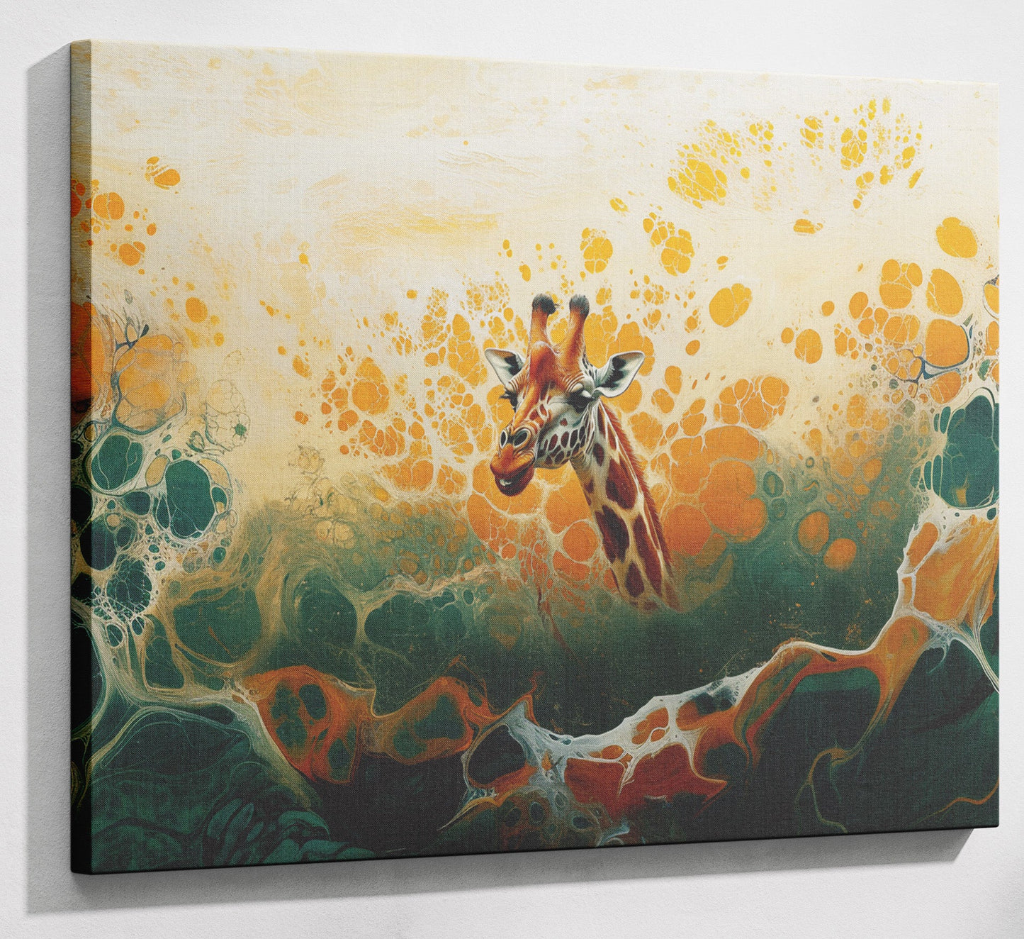 Abstract Giraffe Gold African American abstract art canvas print with visible wall art format