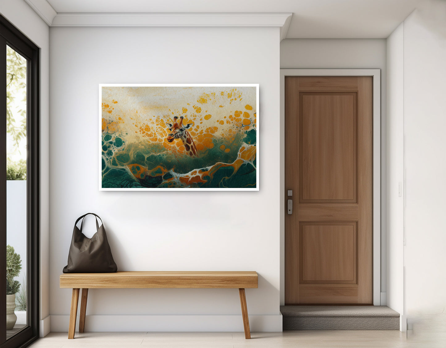 Abstract Giraffe Gold African American abstract art home decor view