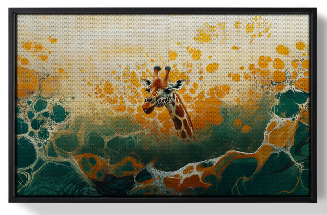 Framed Abstract Giraffe Gold African American abstract art for home decor