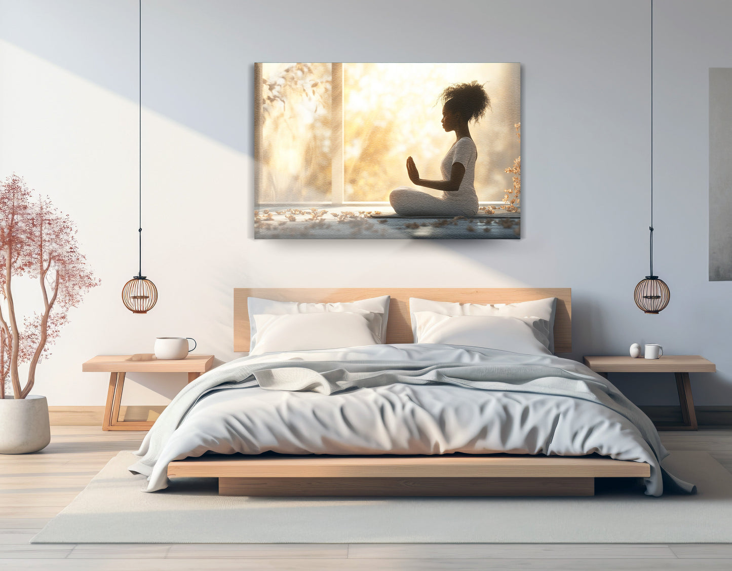 Black Girl Meditation Room Black children wall art displayed as bedroom wall decor