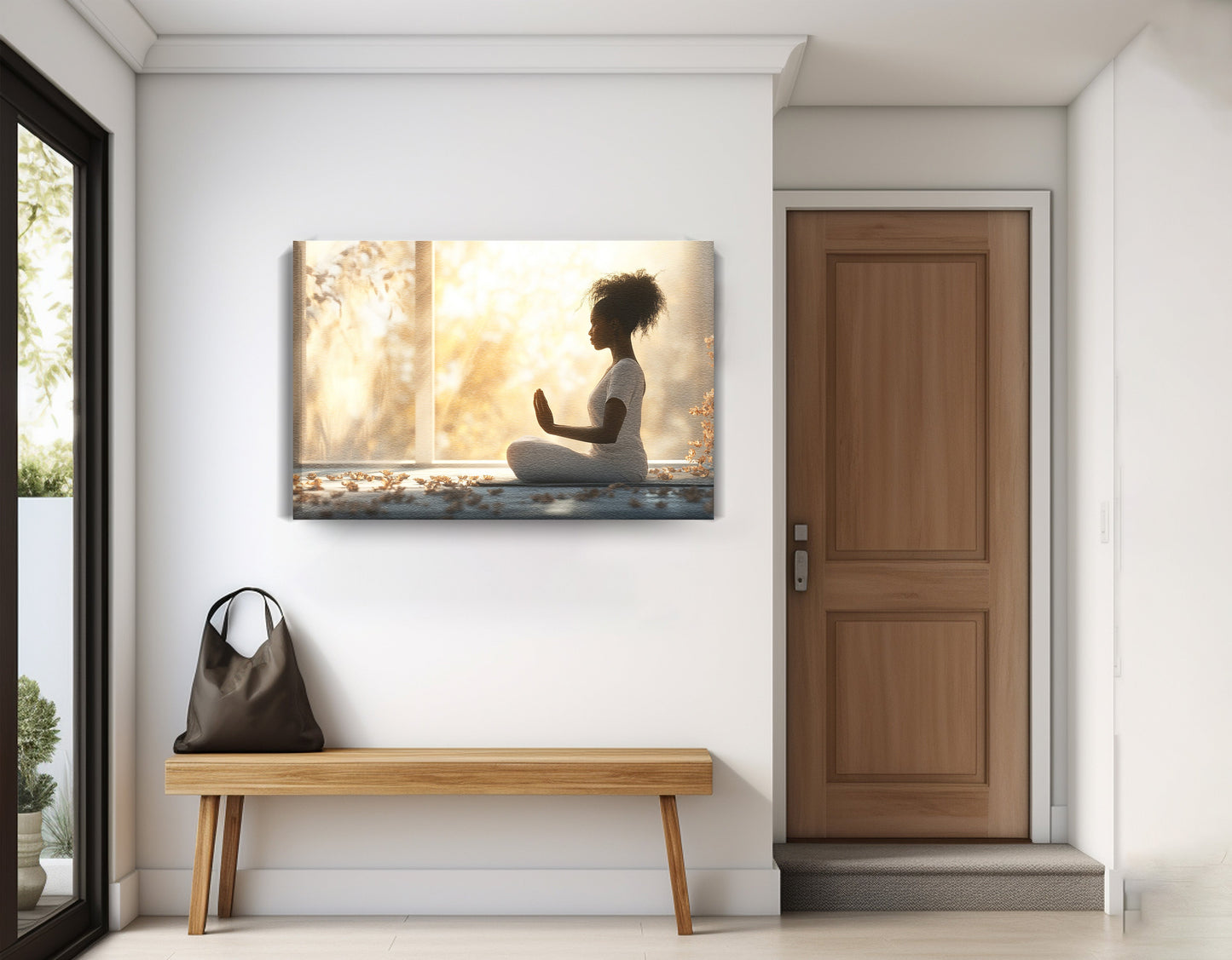 Black Girl Meditation Room Black children wall art displayed as entryway wall decor