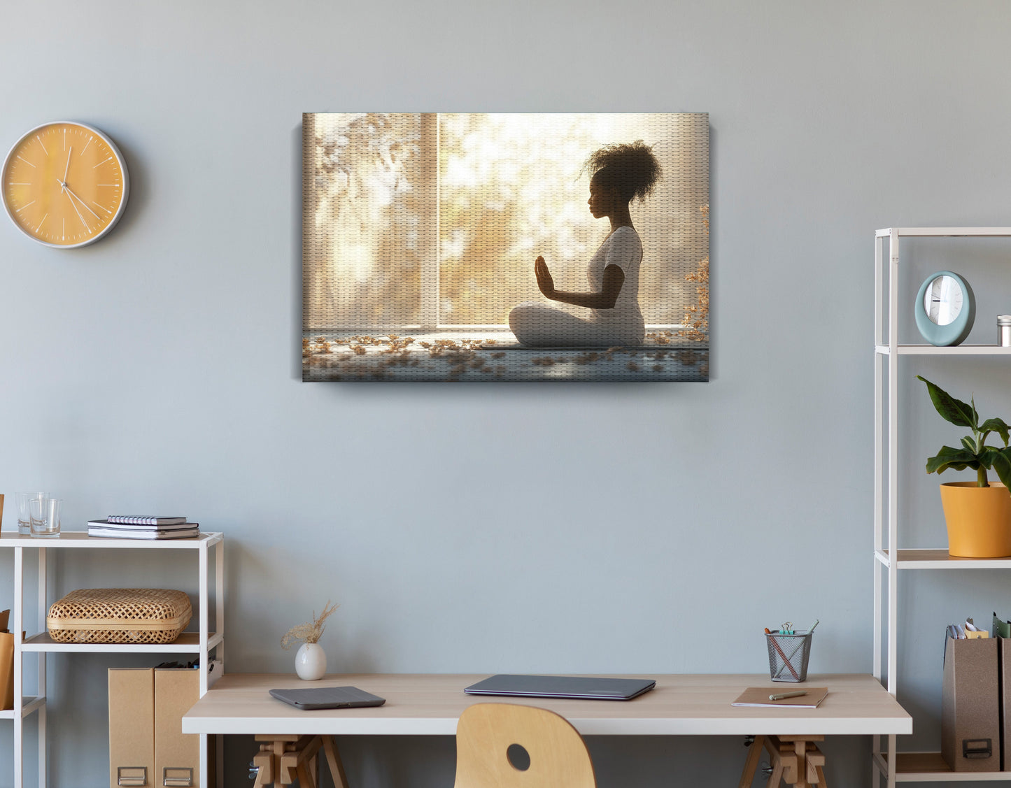 Black Girl Meditation Room Black children wall art displayed as office wall decor
