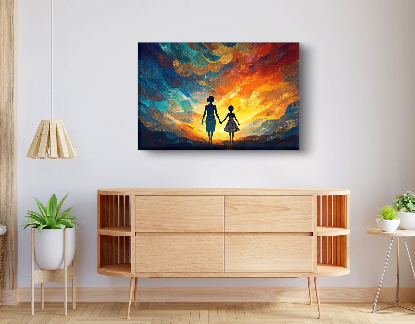 Black Children Sunset Black children wall art displayed as living room wall decor