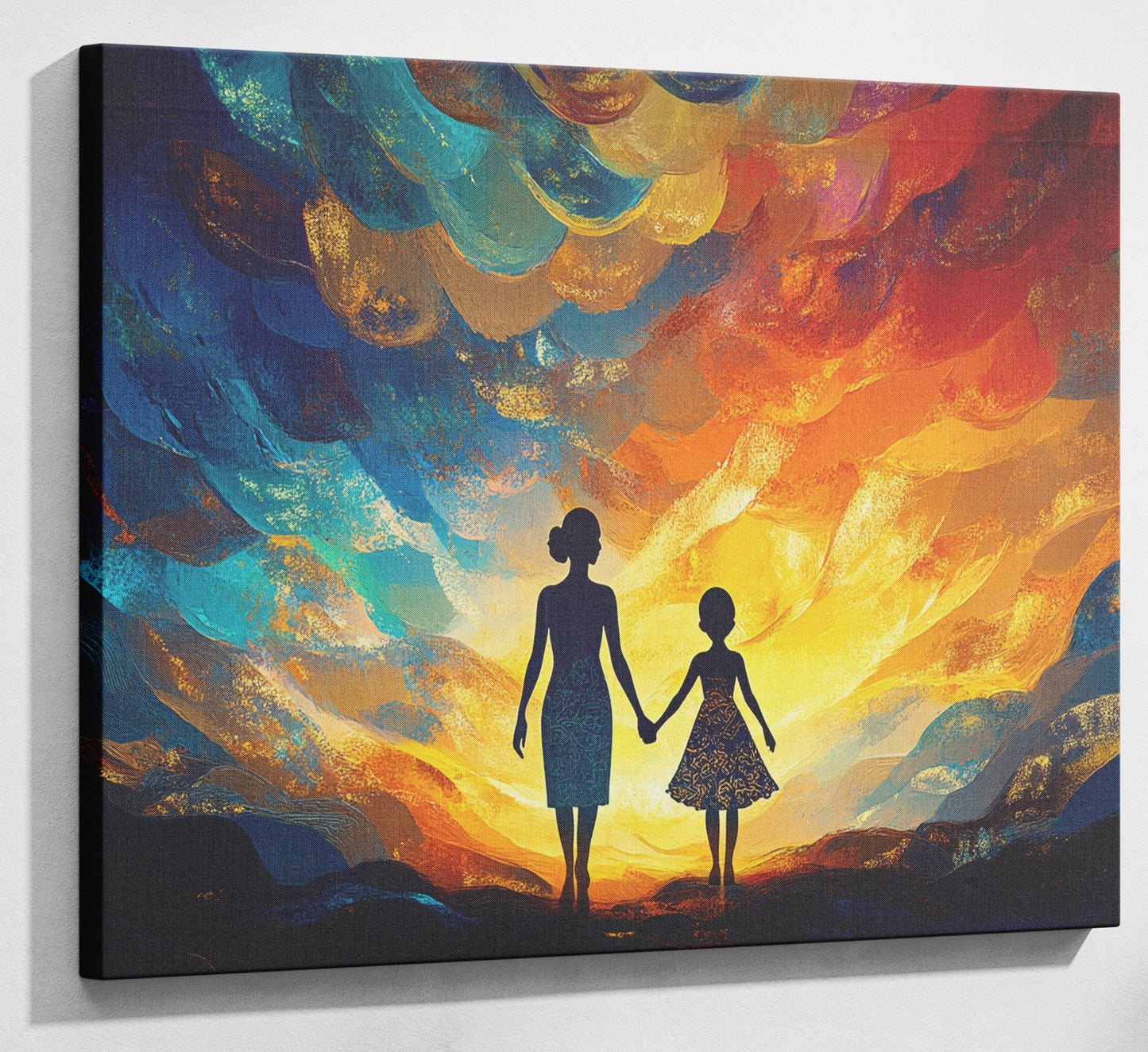 Black Children Sunset Black children wall art canvas print with visible wall art format