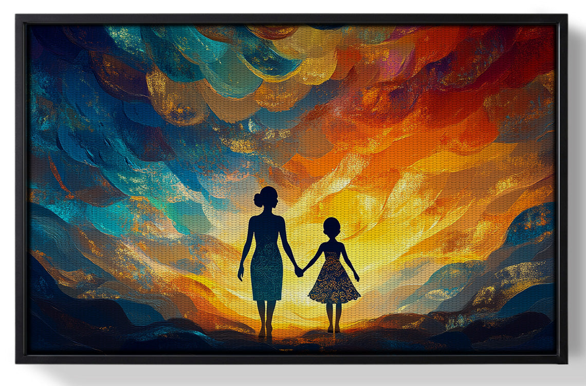 Framed Black Children Sunset Black children wall art for home decor