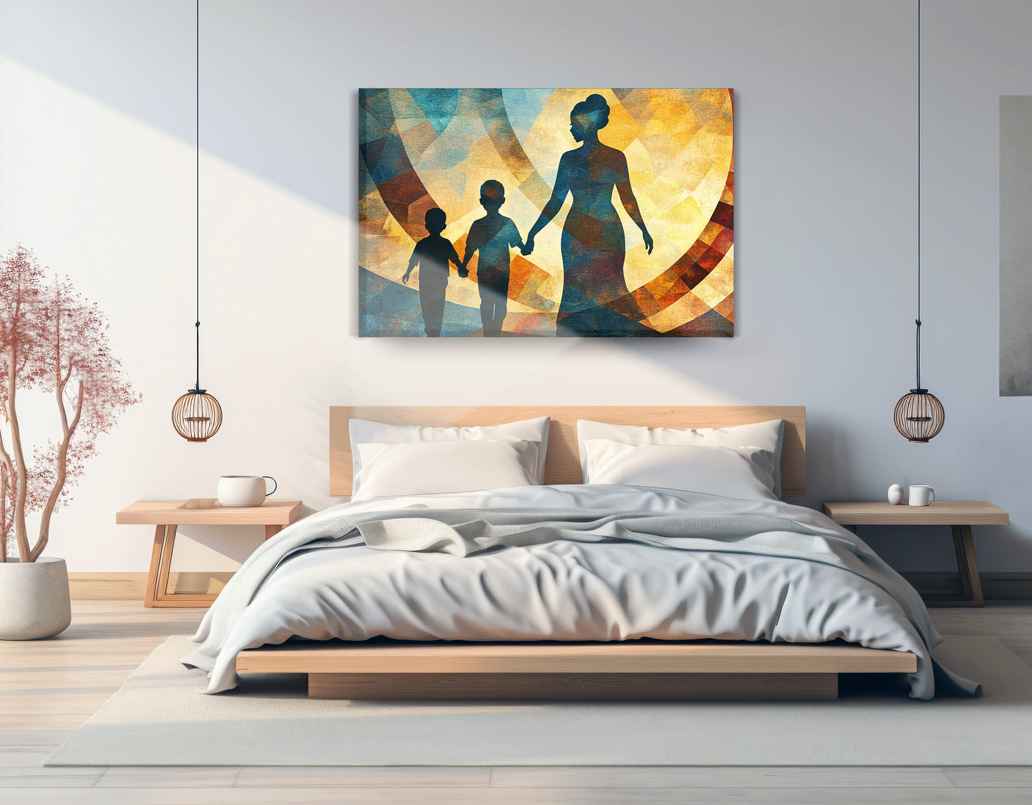 Black Family Silhouette Black family wall art displayed as bedroom wall decor