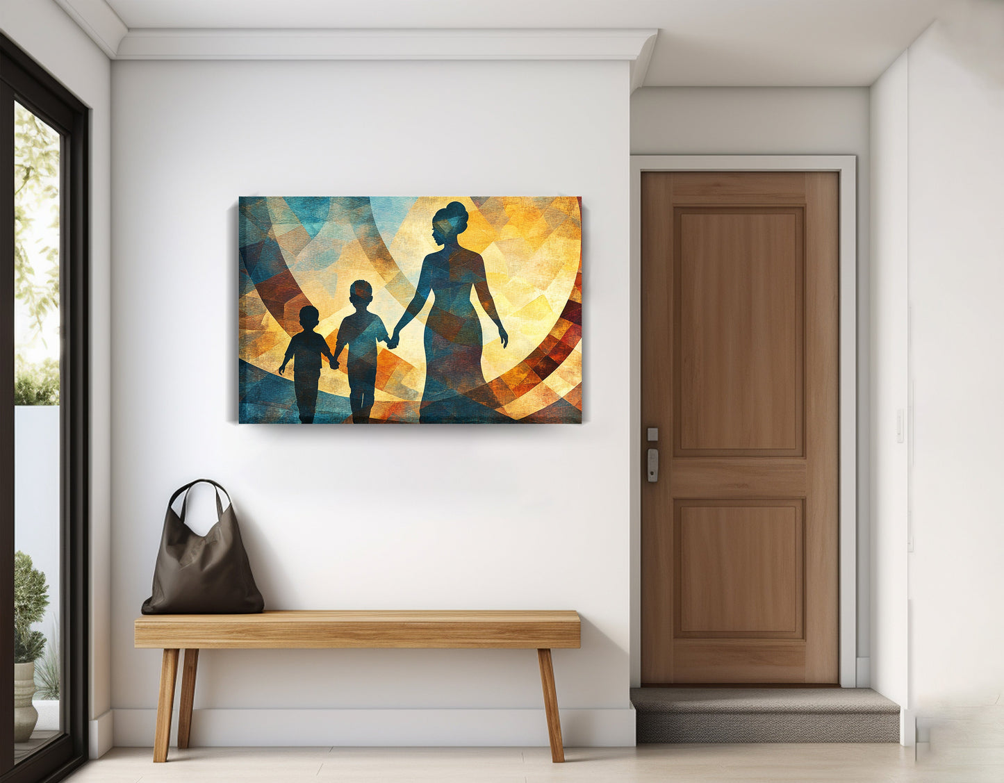 Black Family Silhouette Black family wall art displayed as entryway wall decor