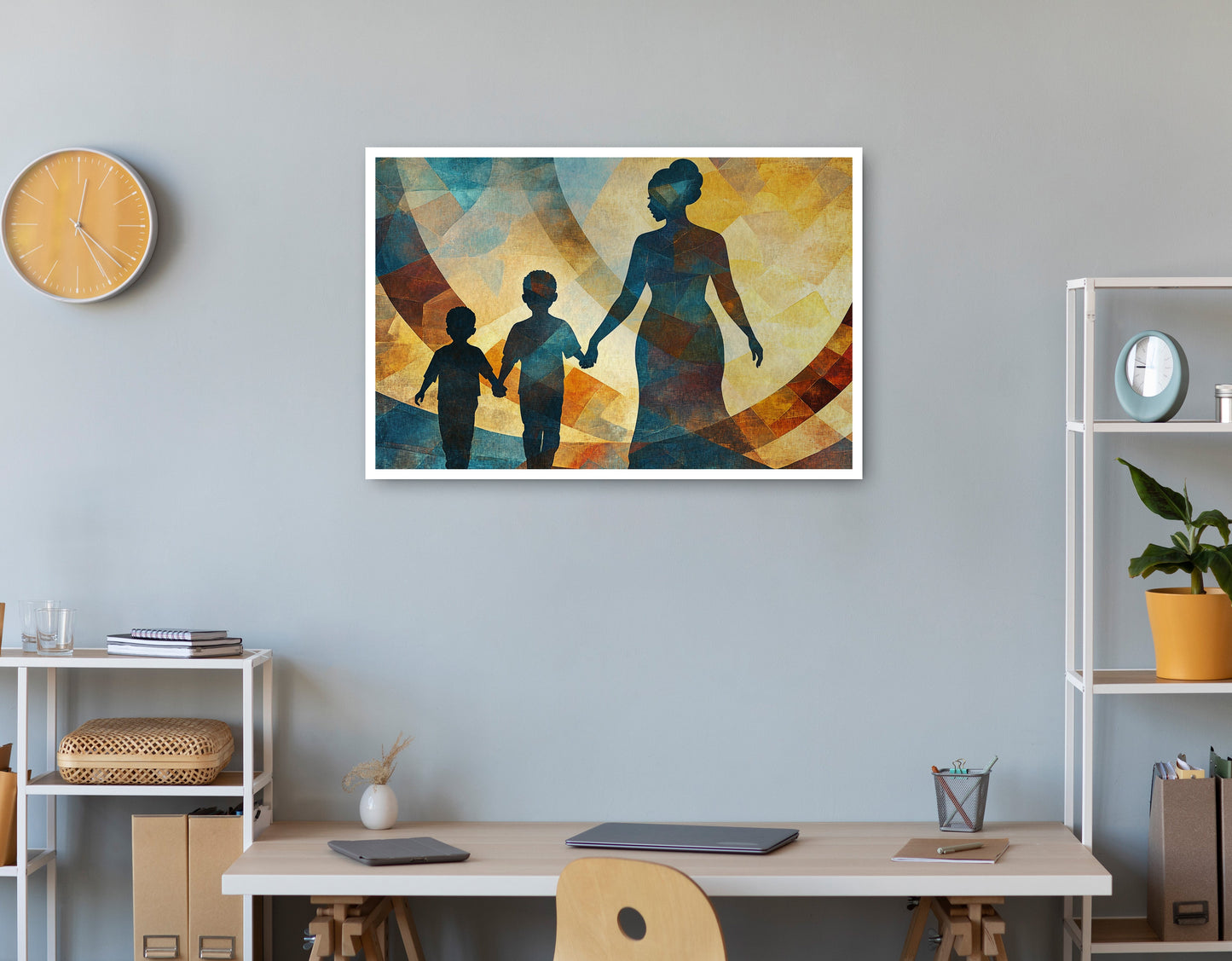 Black Family Silhouette Black family wall art print view