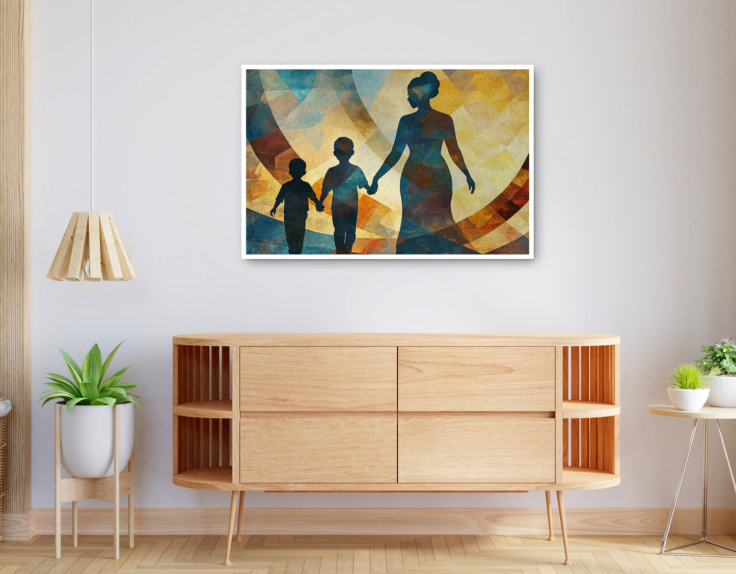 Alternate view of Black Family Silhouette Black family wall art canvas print