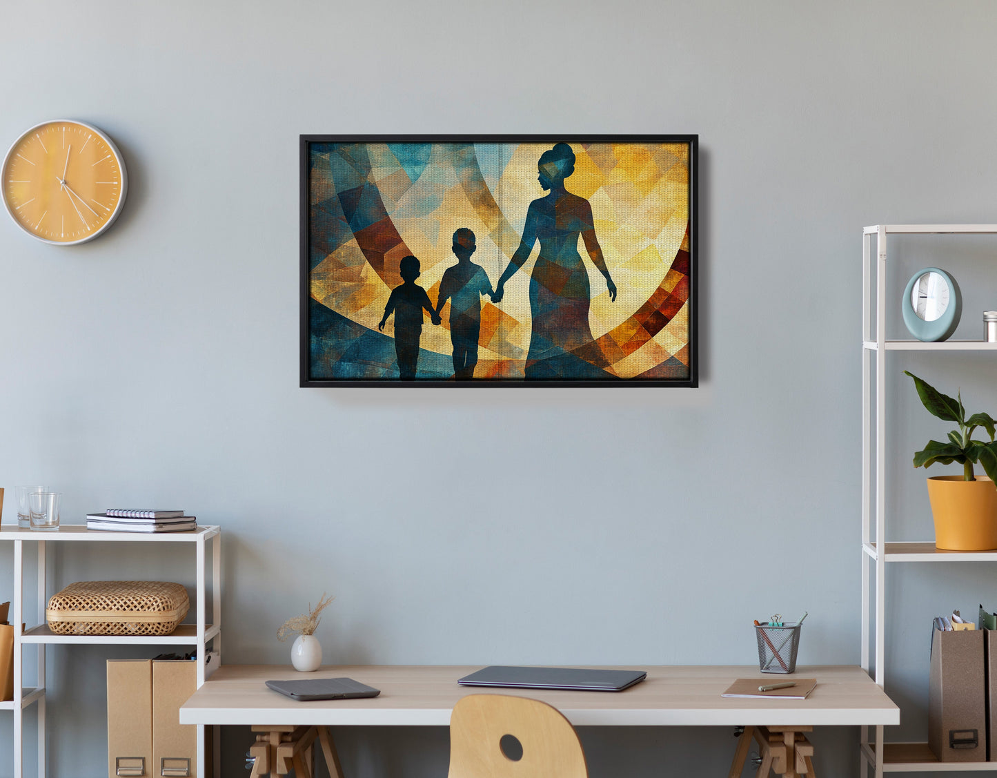 Black Family Silhouette Black family wall art view 30