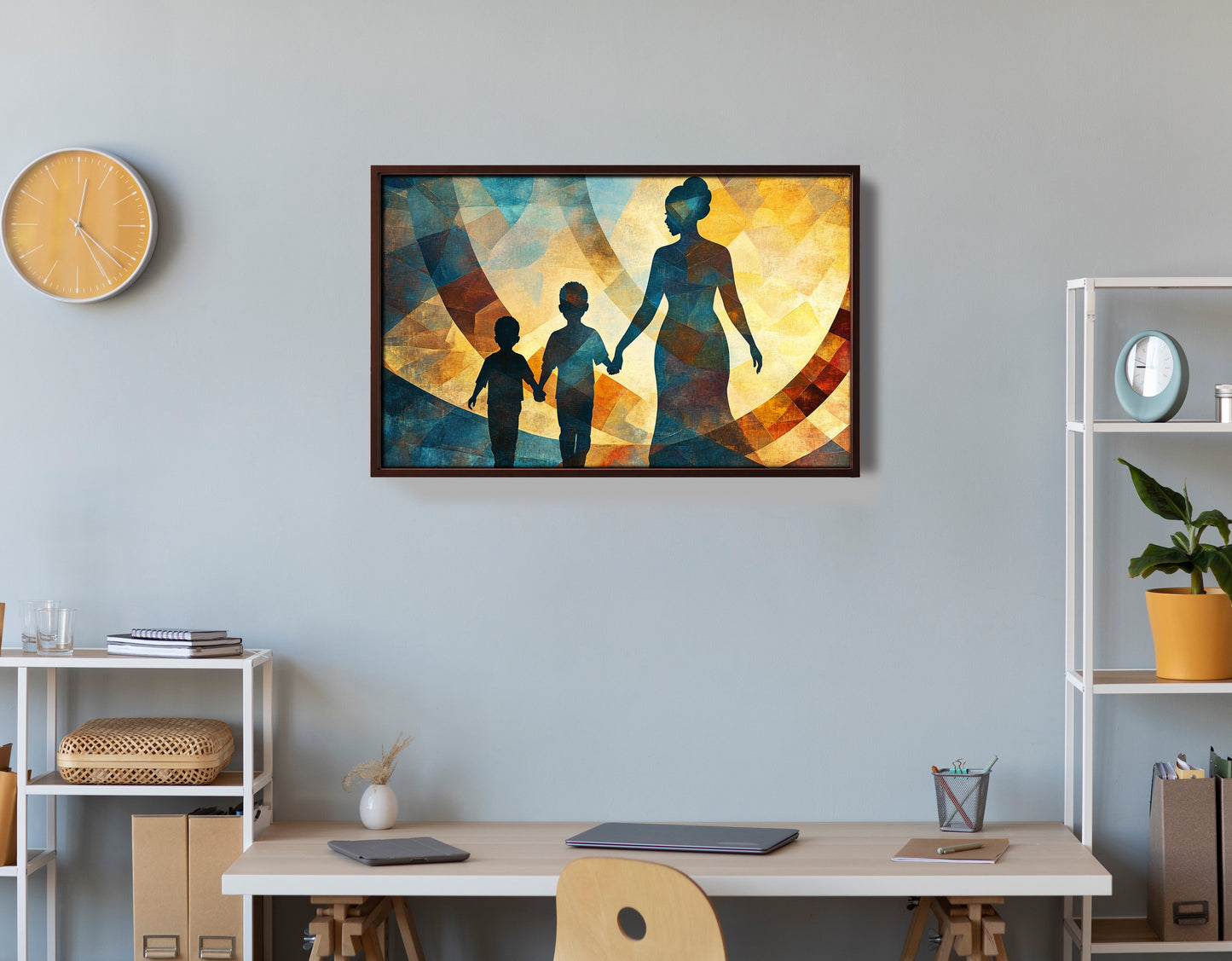 Black Family Silhouette Black family wall art view 36