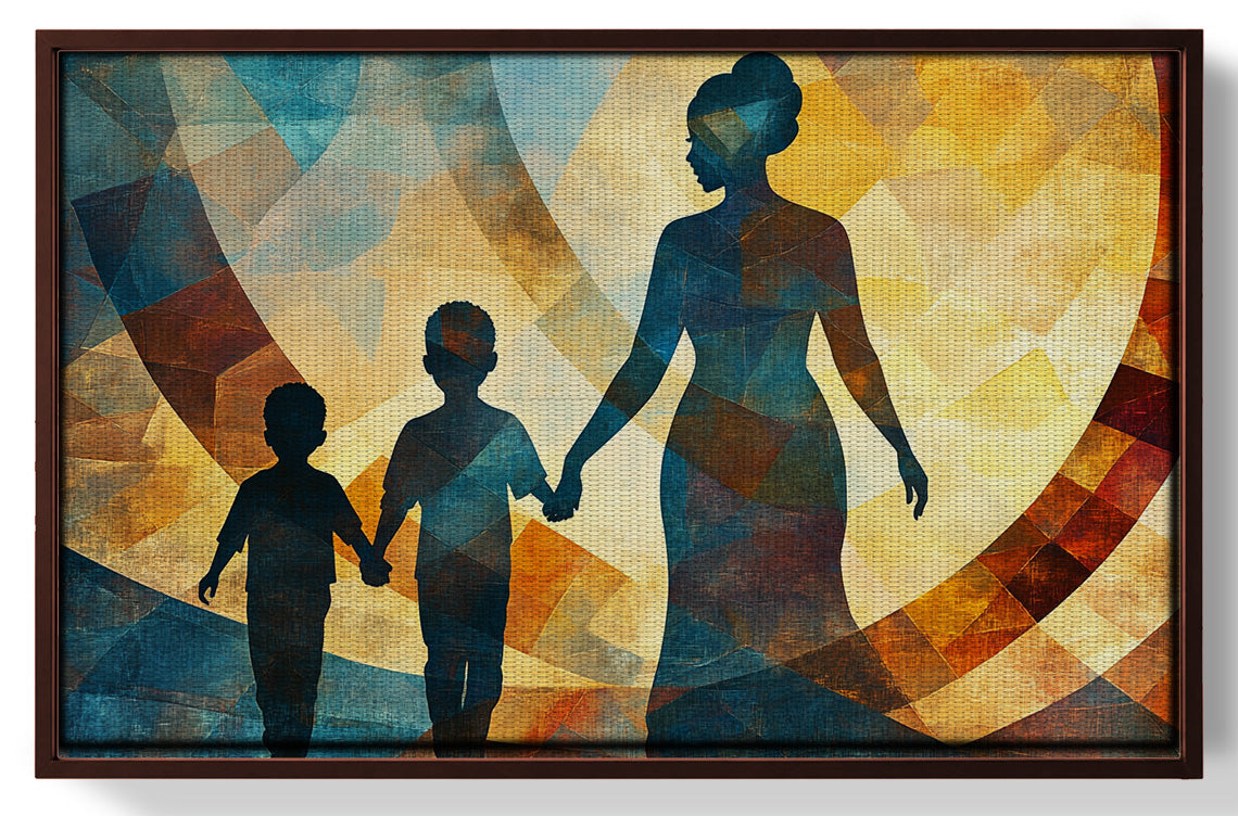 Black Family Silhouette Black family wall art view 31