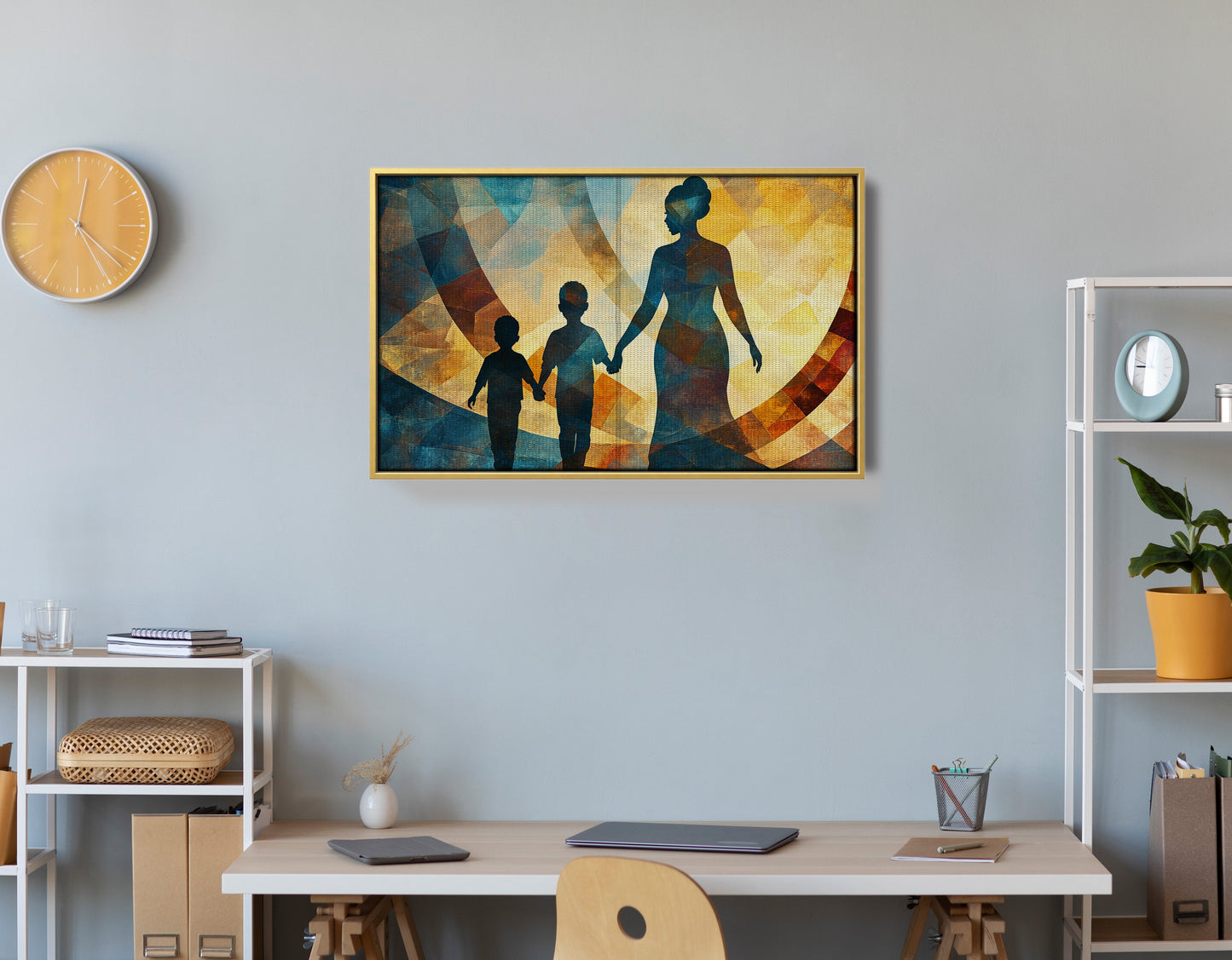 Black Family Silhouette Black family wall art view 42