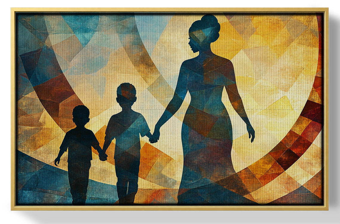 Black Family Silhouette Black family wall art view 37