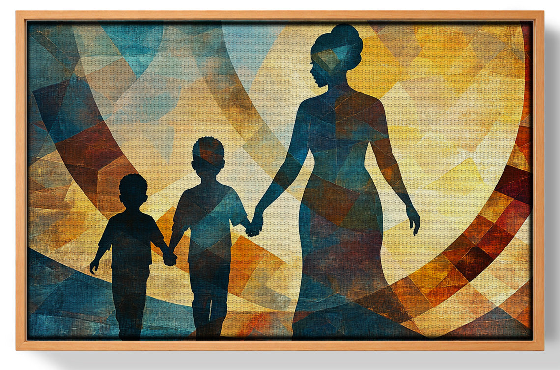 Black Family Silhouette Black family wall art view 43
