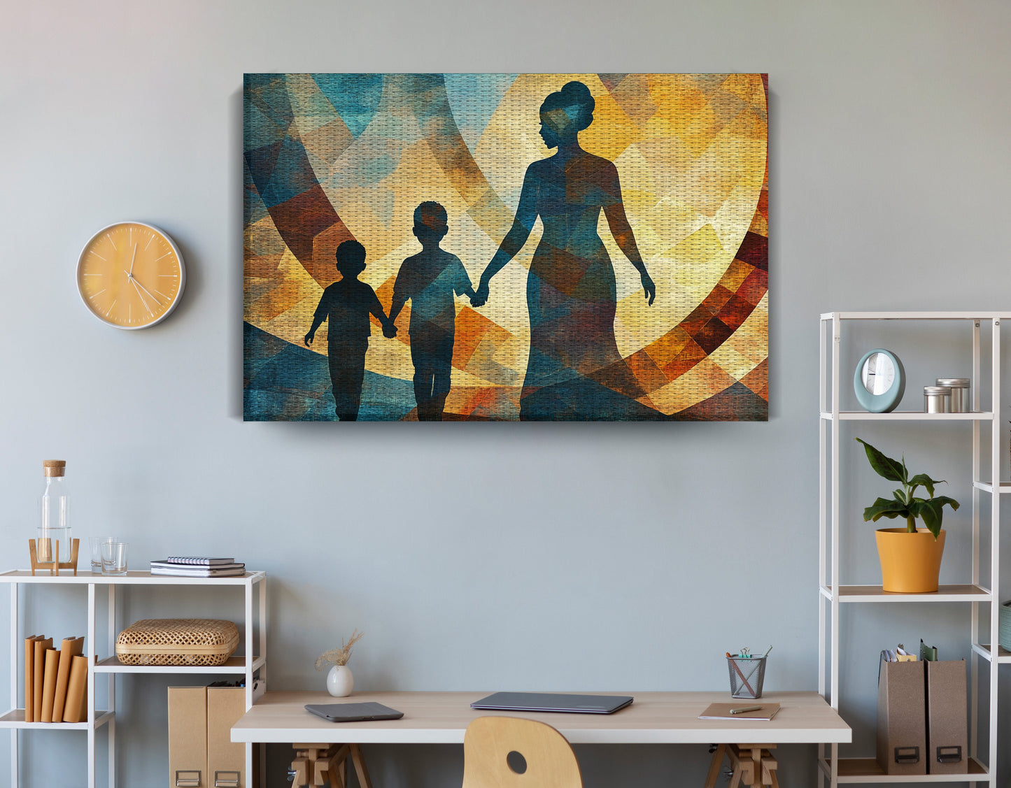 Black Family Silhouette Black family wall art view 18