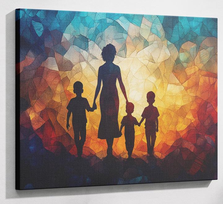 Black Family Stained Glass Black family wall art canvas print with visible wall art format