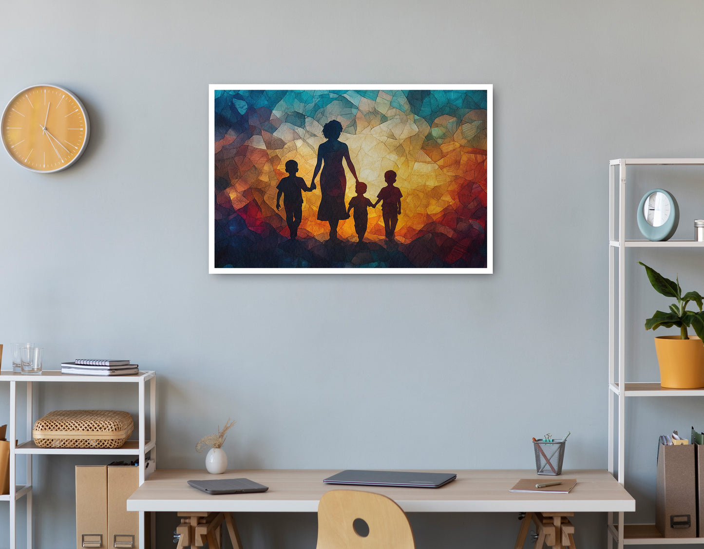 Black Family Stained Glass Black family wall art print view
