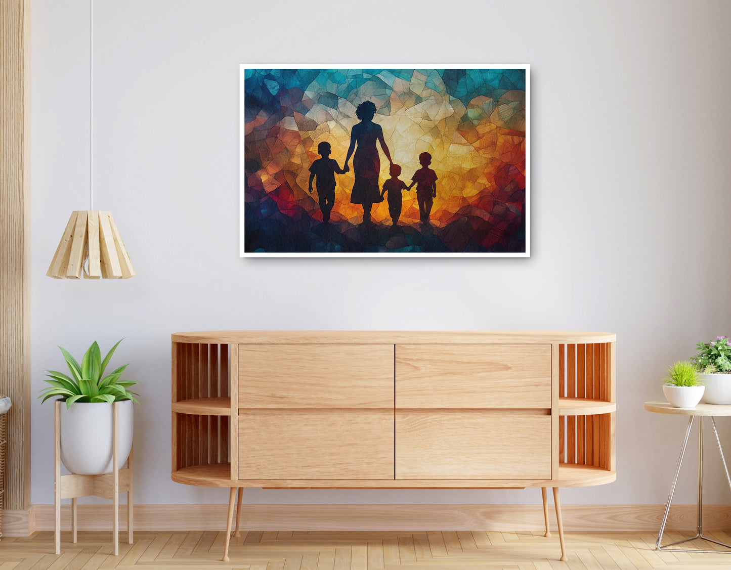 Alternate view of Black Family Stained Glass Black family wall art canvas print