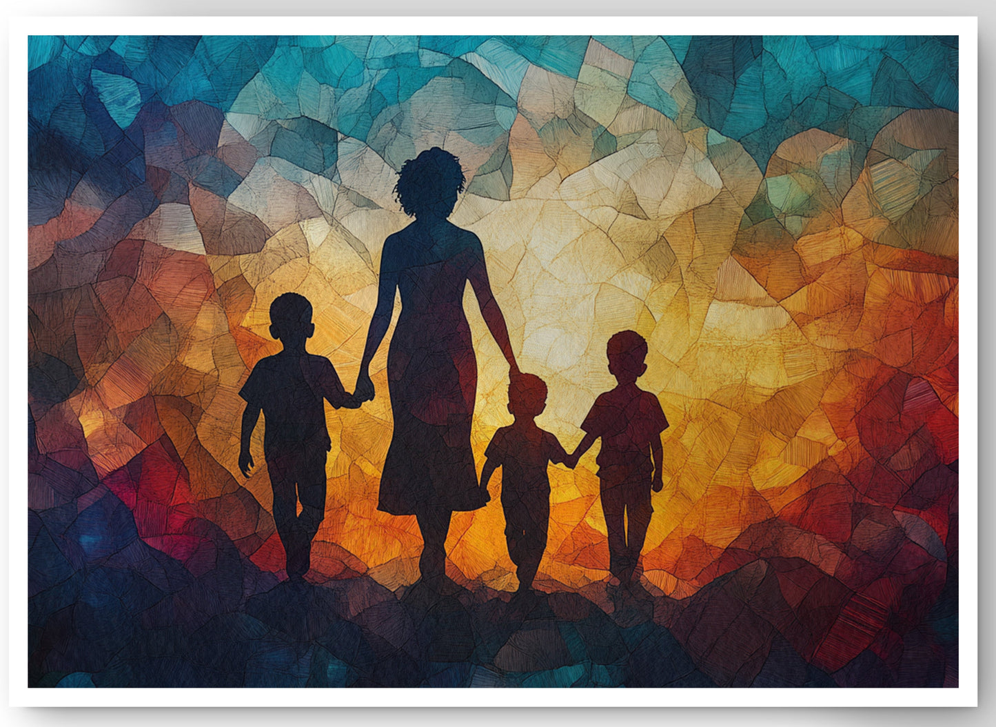 Black Family Stained Glass Black family wall art canvas print by MoomZee Artwork