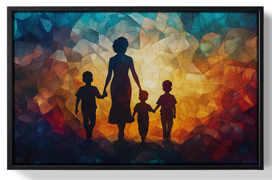 Framed Black Family Stained Glass Black family wall art for home decor