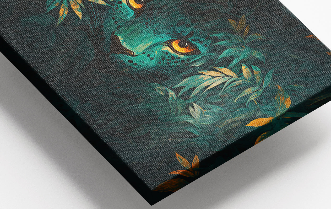 Close-up of Leopard Jungle Eyes Black African American canvas print detail