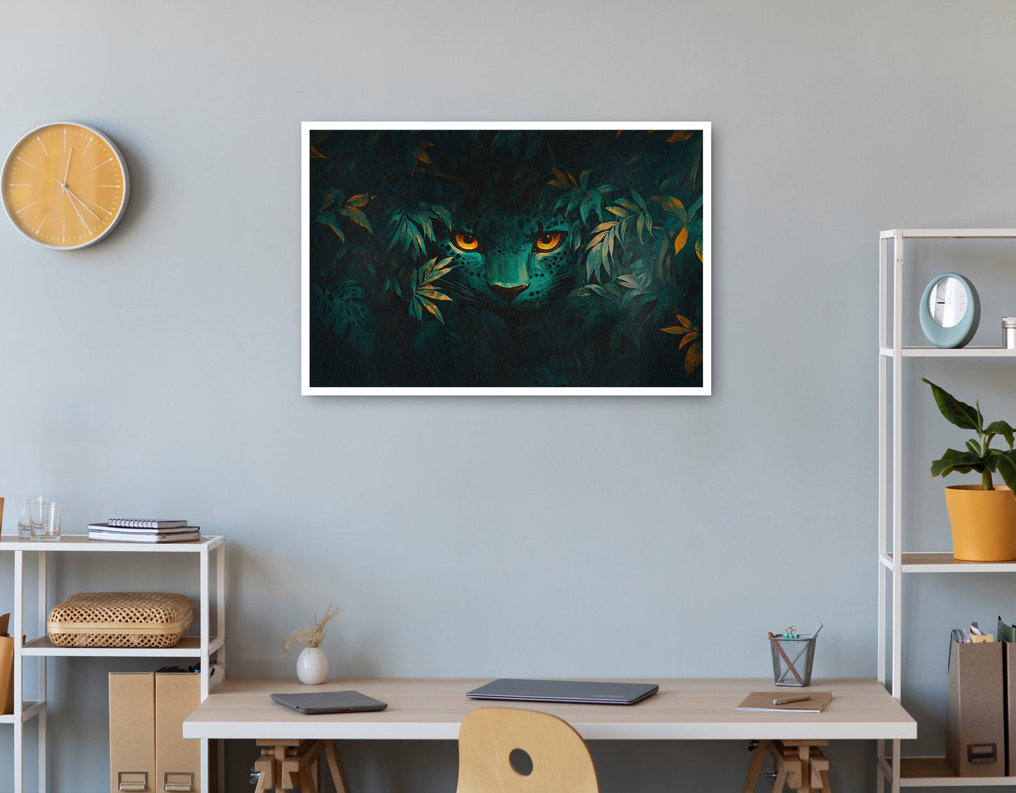 Leopard Jungle Eyes Black African American canvas print print view