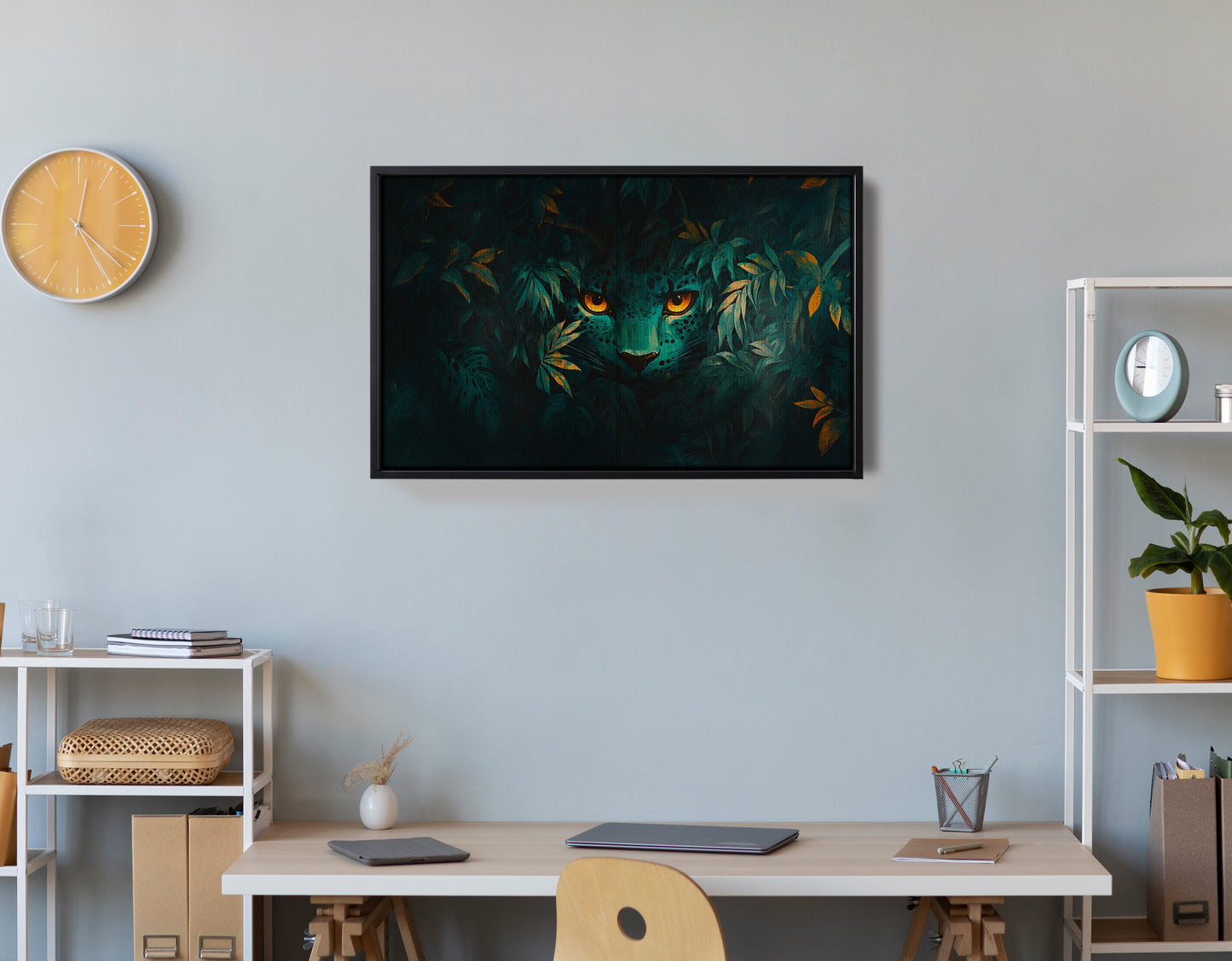 Leopard Jungle Eyes Black African American canvas print view 30