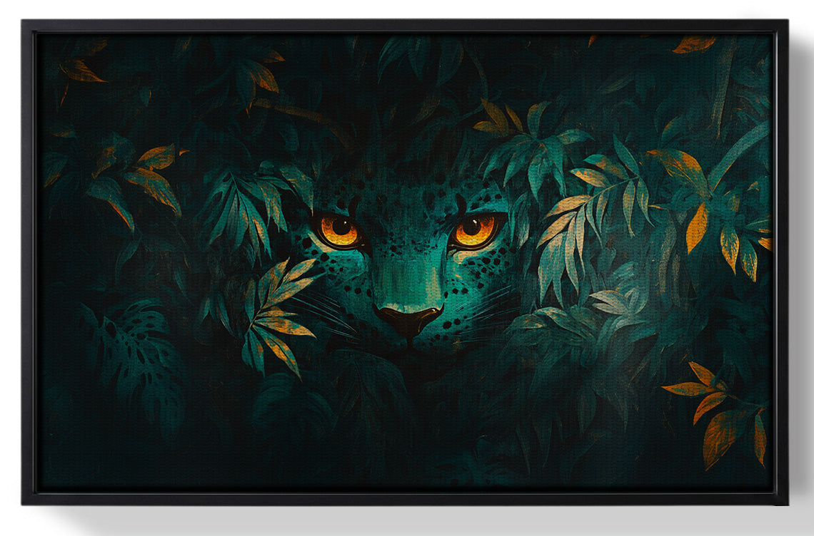 Framed Leopard Jungle Eyes Black African American canvas print for home decor
