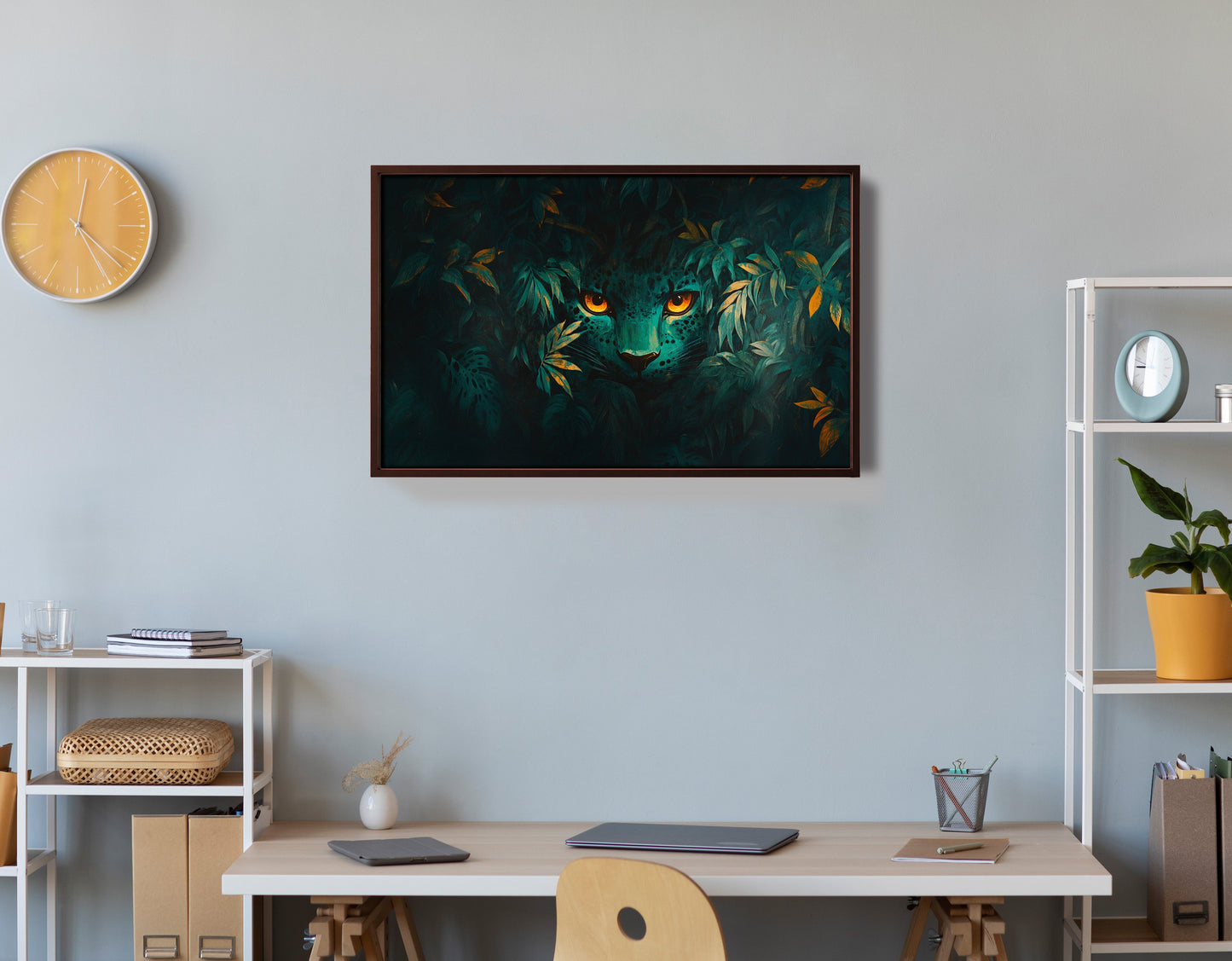 Leopard Jungle Eyes Black African American canvas print view 36