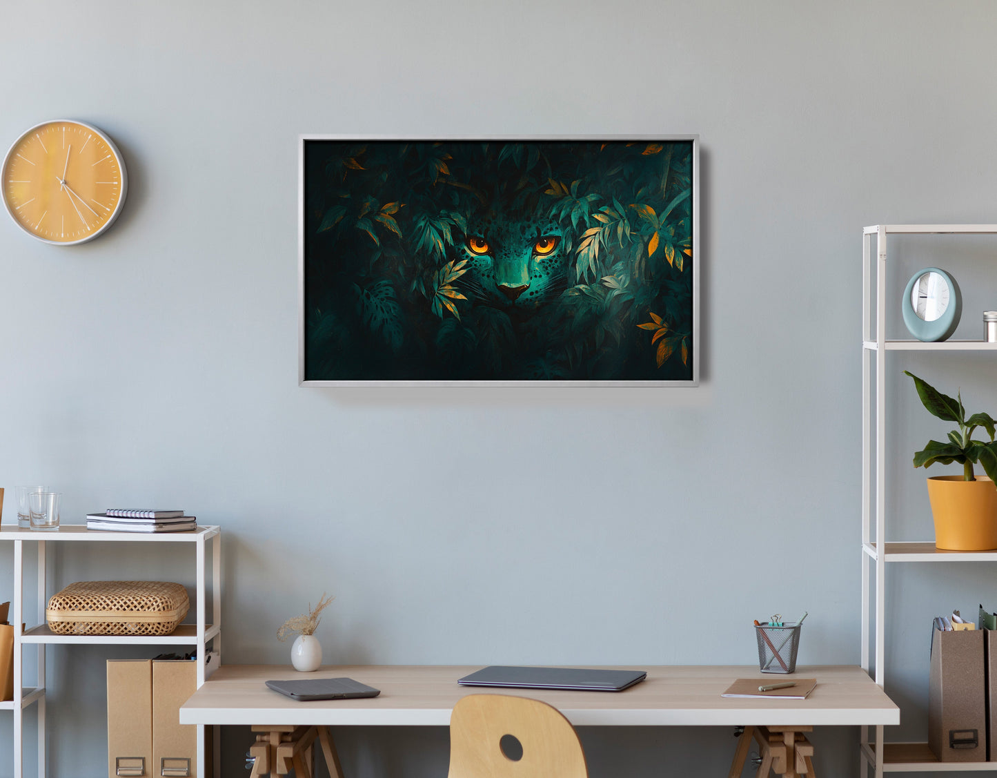 Leopard Jungle Eyes Black African American canvas print view 60