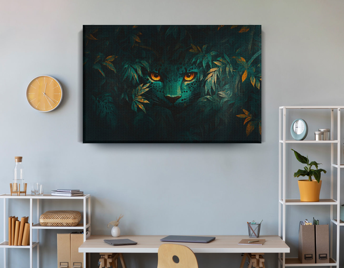 Leopard Jungle Eyes Black African American canvas print view 18