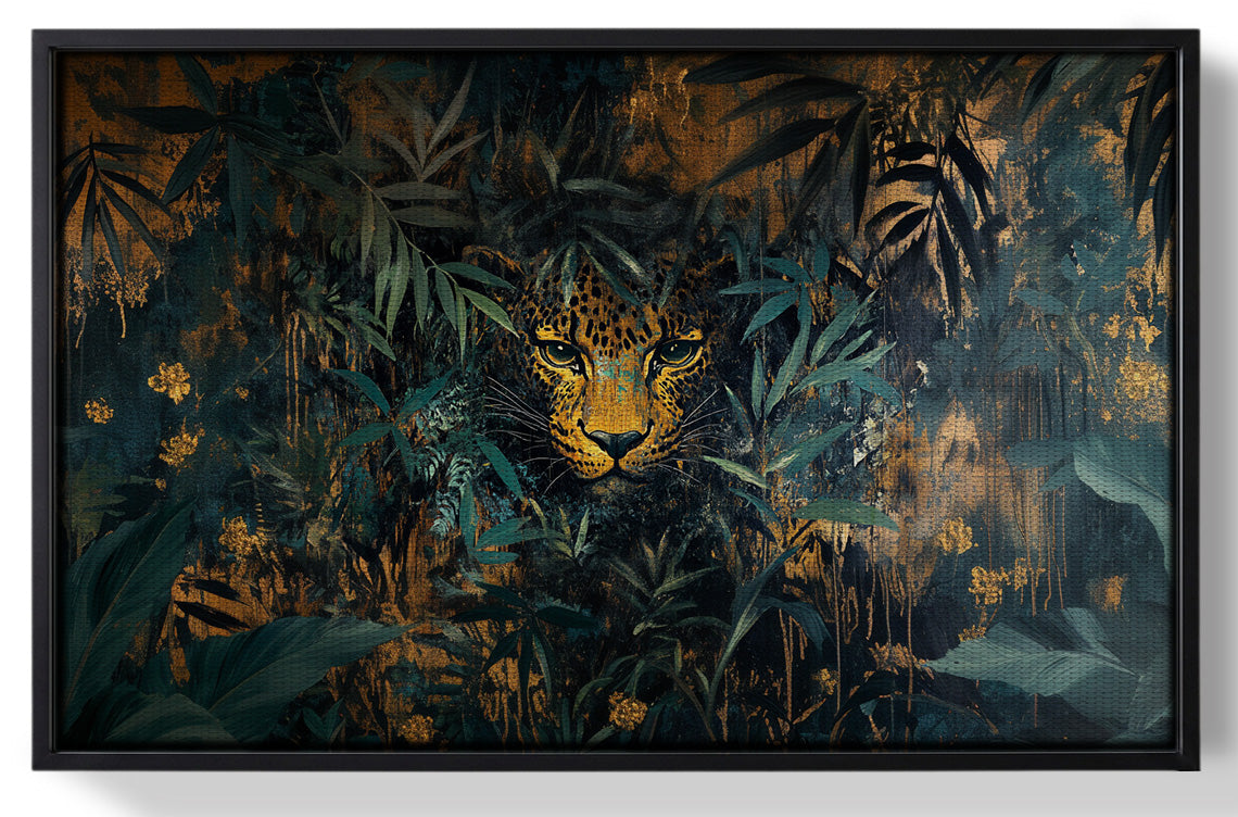 Framed Leopard Jungle African American canvas print for home decor