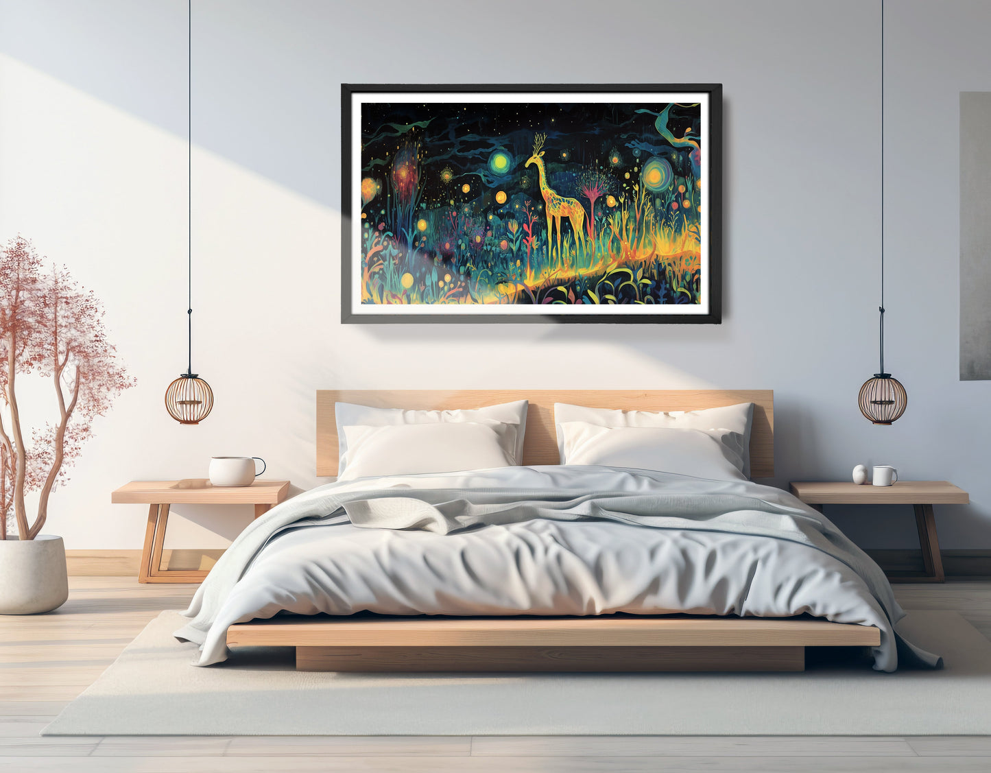 Mystical Giraffe Night Black African American canvas print view 69