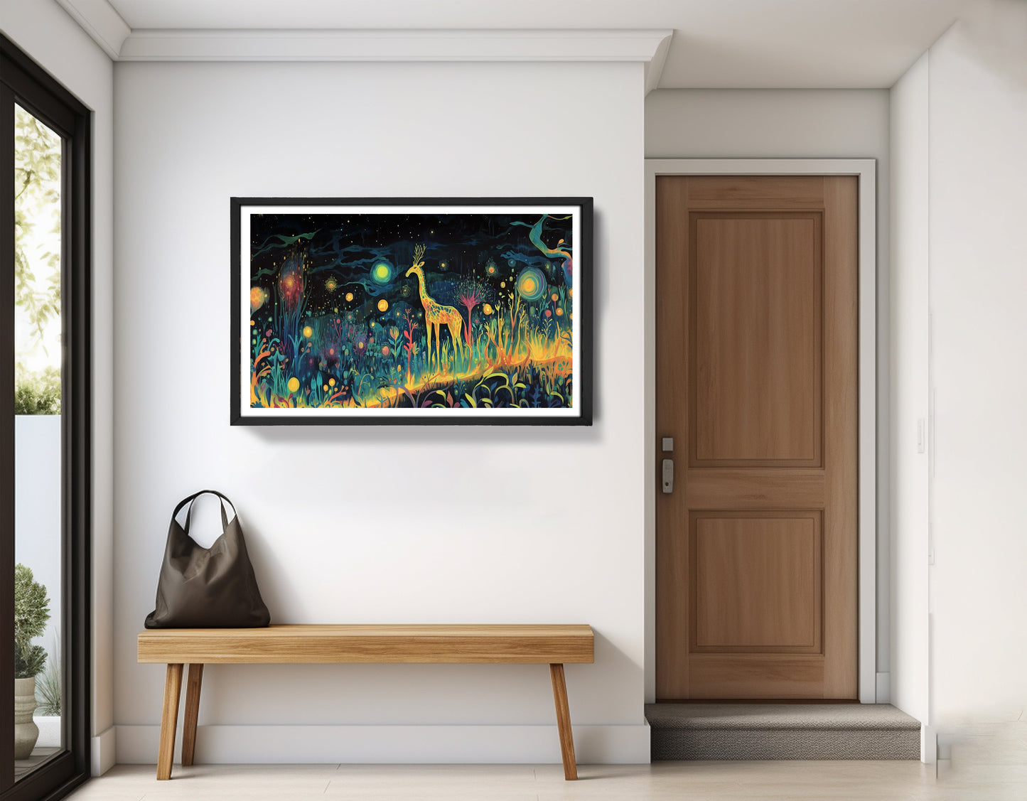 Mystical Giraffe Night Black African American canvas print view 71