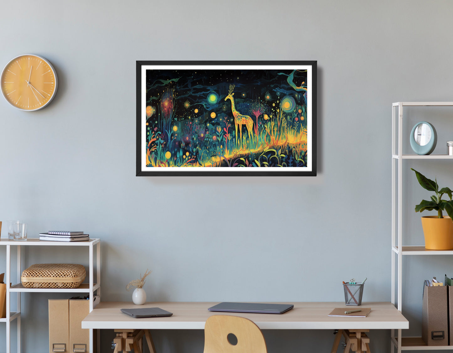 Mystical Giraffe Night Black African American canvas print view 72