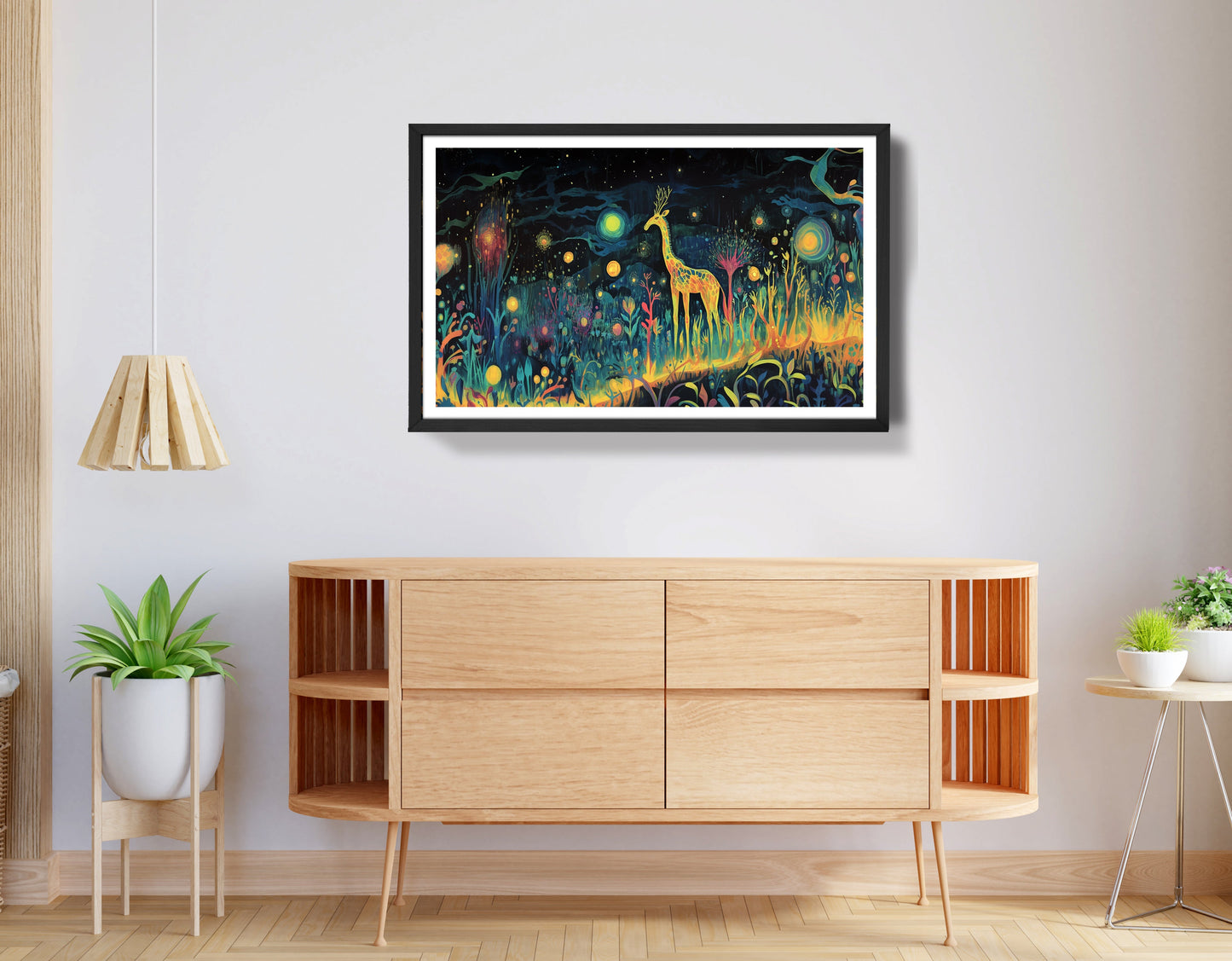 Mystical Giraffe Night Black African American canvas print view 68
