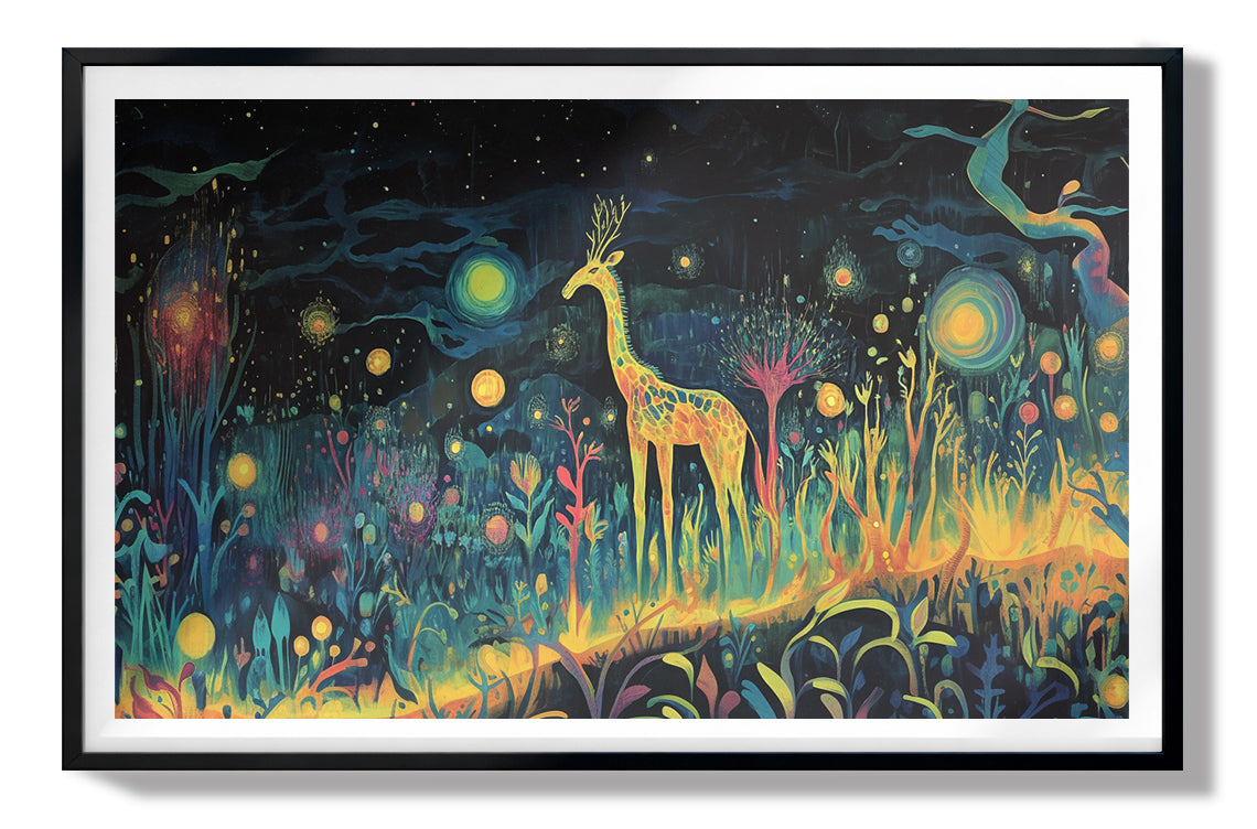 Mystical Giraffe Night Black African American canvas print view 67