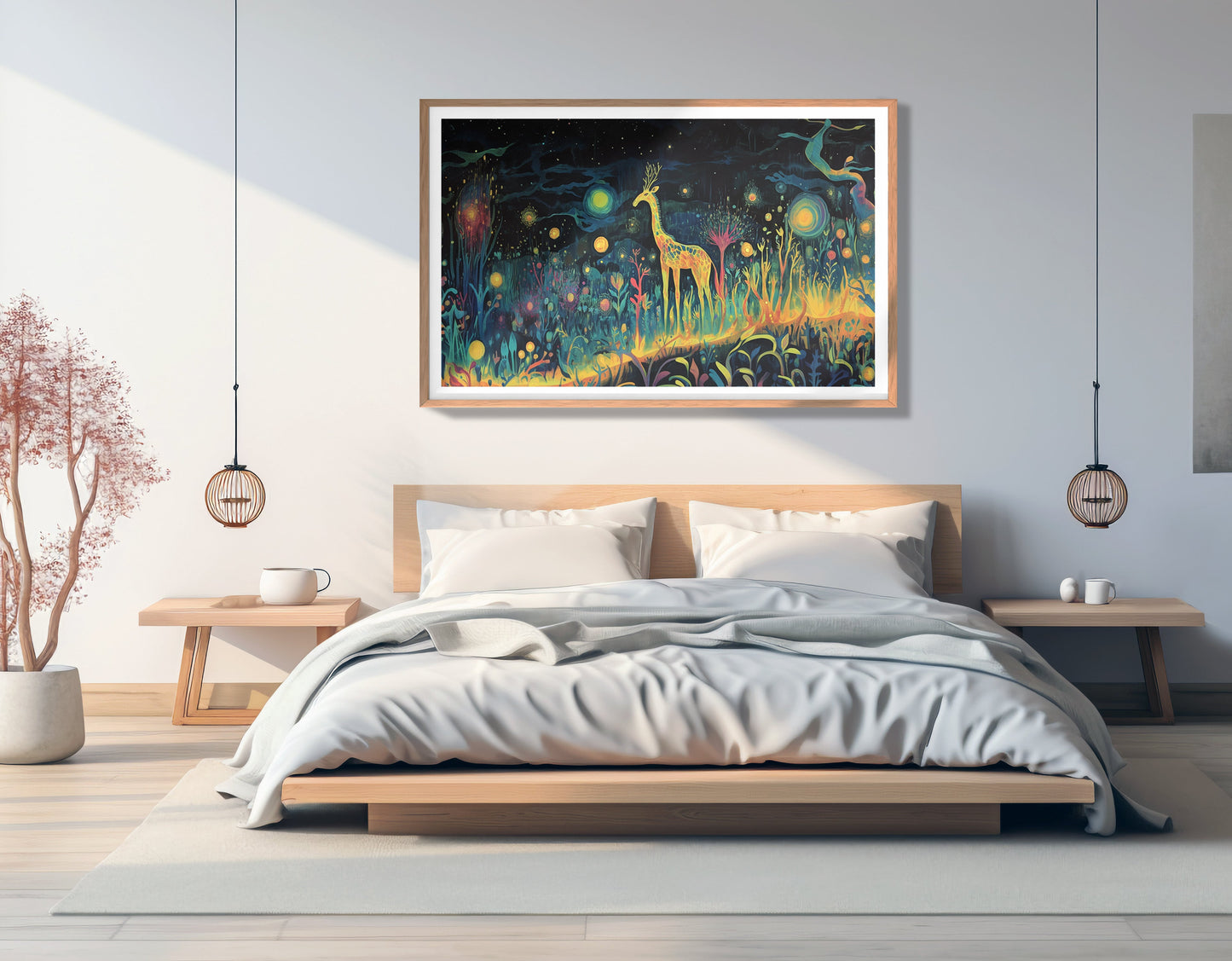 Mystical Giraffe Night Black African American canvas print view 81